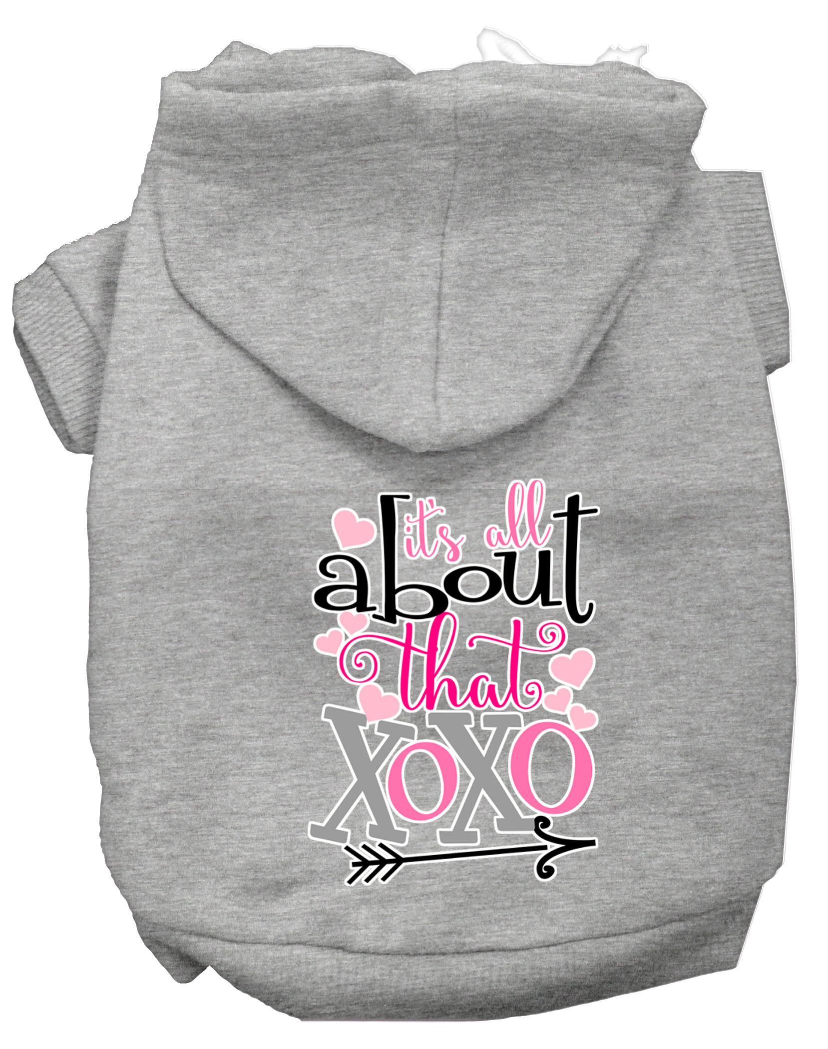 All About that XOXO Screen Print Dog Hoodie Grey L